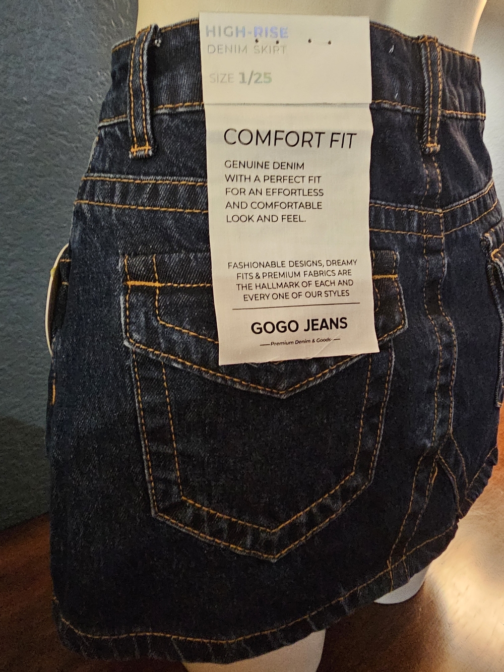 Women's Dark Blue Denim Mini Skirt - Picture 10 of 10